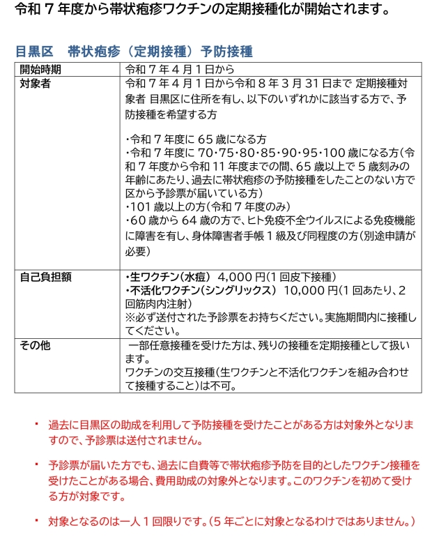 ②帯状疱疹予防接種定期